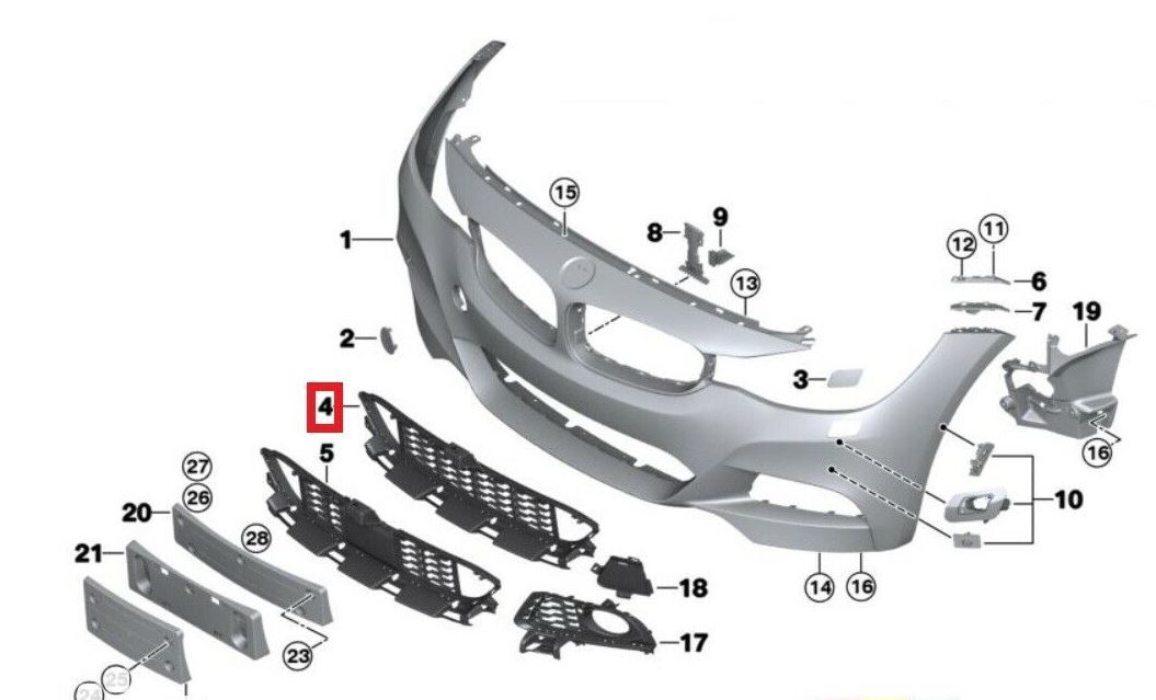 NEW GENUINE BMW 3 SERIES F34 GT M SPORT FRON BUMPER CENTER GRILL 51118057188 - Image 4