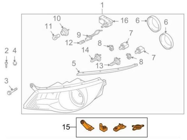 NEW GENUINE VW TIGUAN 2012 - 2017 RIGHT HEADLIGHT HOUSING REPAIR KIT 5N0998226B - Image 6