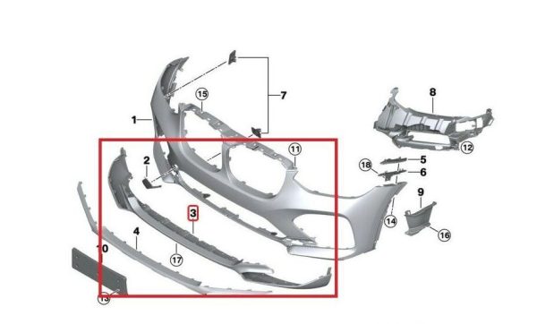 NEW GENUINE BMW X4 G02 FRONT BUMPER X-LINE LOWER TRIM MOLDING 51117467694 - Image 2