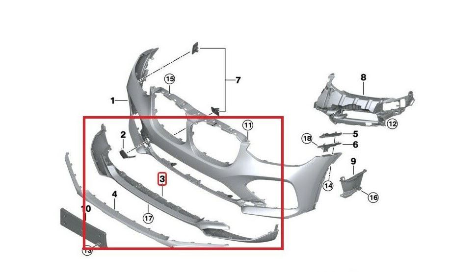 NEW GENUINE BMW X4 G02 FRONT BUMPER X-LINE LOWER TRIM MOLDING 51117467694 - Image 2