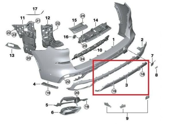 NEW GENUINE BMW X5 G05 REAR M SPORT BUMPER LOWER TRIM DIFFUSER PRIMED 51128099114 - Image 4