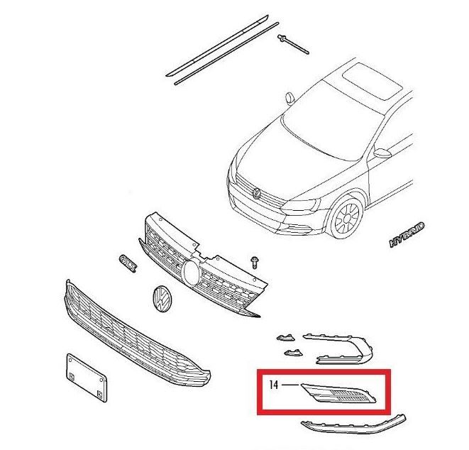 NEW GENUINE VOLKSWAGEN JETTA (15-16) FRONT BUMPER FOG LIGHT GRILL LEFT N/S 5C6853665E9B9 - Image 5