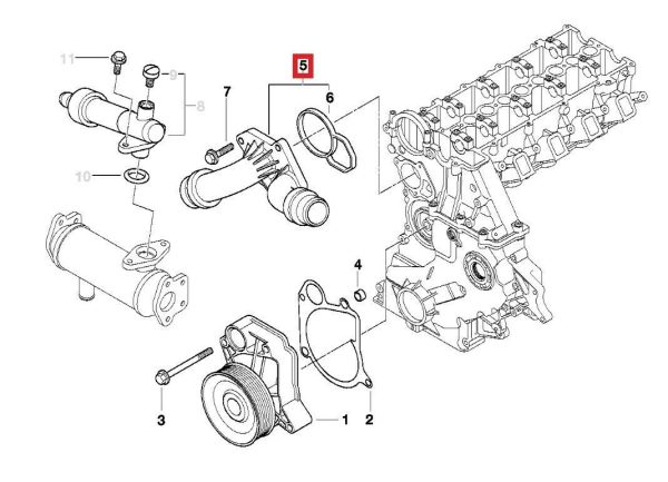 NEW GENUINE BMW 1.8D 2.0D DIESEL ENGINE COOLANT THERMOSTAT WITH HOUSING 11532247019 - Image 4