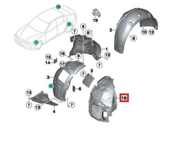 NEW GENUINE BMW F32 F33 F36 FRONT INNER WHEELARCH FENDER LINER LEFT N/S 51717260731 - Image 8