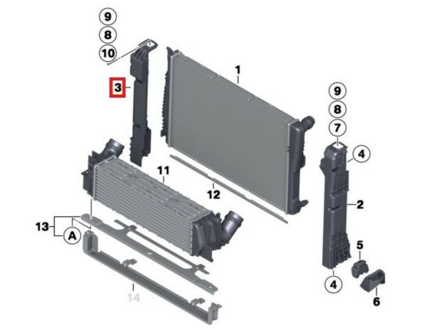 NEW GENUINE BMW X3 X4 F25 F26 RADIATOR MOUNTING SUPPORT BRACKET RIGHT O/S 17117593839 - Image 4