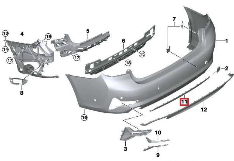 NEW GENUINE BMW 3 SERIES G20 REAR BUMPER DECORATIVE STRIP SPORT LINE 51127428025 - Image 2