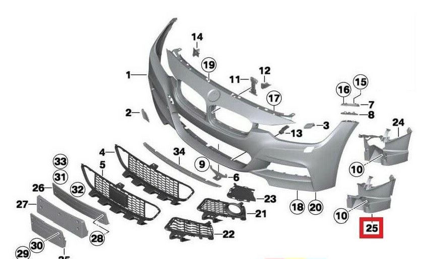 NEW GENUINE BMW 3 SERIES F30 M SPORT FRONT LOWER BUMPER SUPPORT LEFT N/S 51118068127 - Image 8