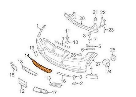 NEW GENUINE BMW 3 E90 E91 LCI 2008-2012 FRONT BUMPER CENTER M ACC GRILL 51118047366 - Image 5