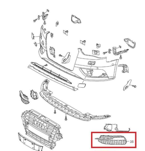 NEW GENUINE AUDI A3 8V FRONT BUMPER LOWER SIDE GRILL LEFT N/S 8V3807681K9B9 - Image 4