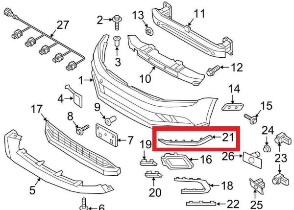 NEW GENUINE VOLKSWAGEN JETTA VI GLI FRONT BUMPER LOWER TRIM RIGHT O/S 5C68538969B9 - Image 4