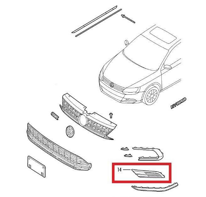 NEW GENUINE VOLKSWAGEN JETTA (15-16) FRONT BUMPER FOG LIGHT GRILL RIGHT O/S 5C6853666E9B9 - Image 4