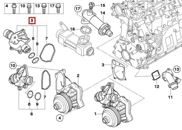 NEW GENUINE BMW 2.5D 3.0D DIESEL ENGINE COOLANT THERMOSTAT WITH HOUSING 11512354056 - Image 4