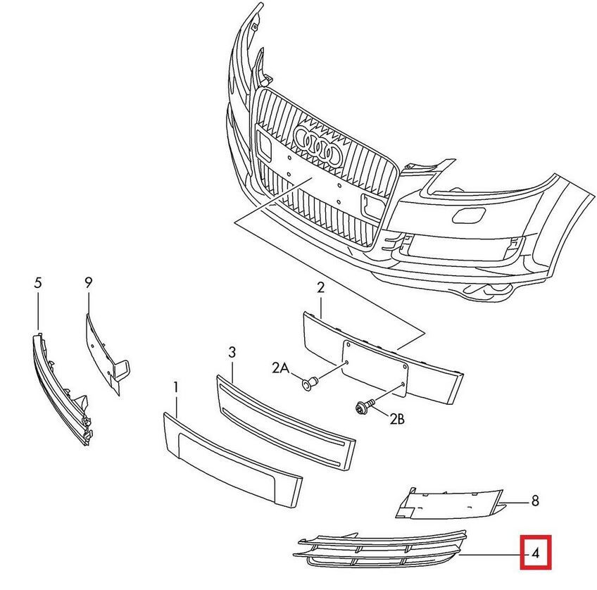 NEW GENUINE AUDI Q7 2007 - 2009 FRONT BUMPER LOWER GRILL LEFT N/S 4L080768101C - Image 8