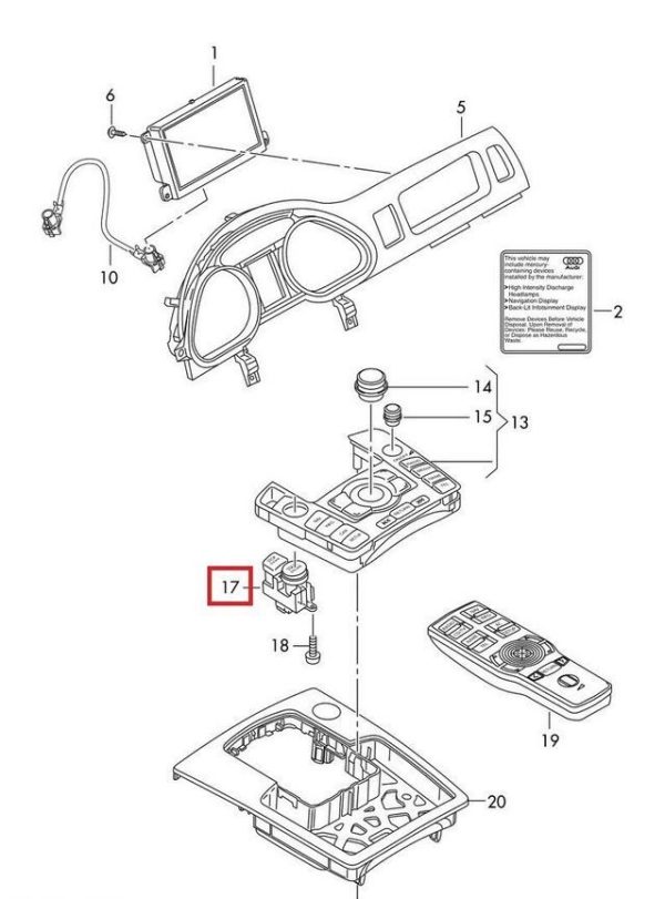NEW GENUINE AUDI Q7 4L CENTER CONSOLE START / STOP BUTTON SWITCH 4L0905217B - Image 5