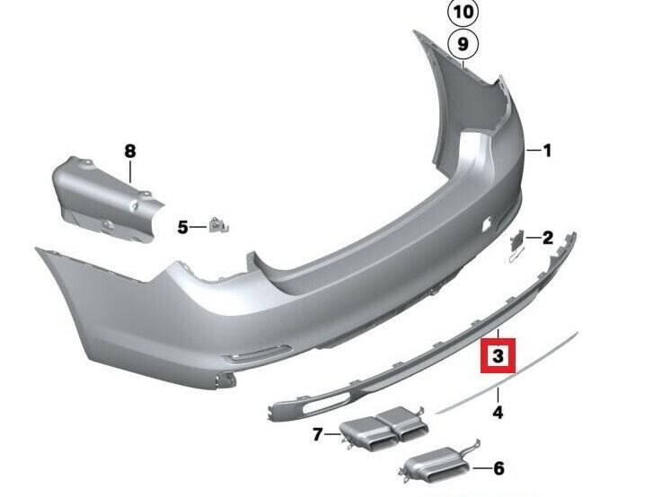 NEW GENUINE BMW 7 SERIES F01 F02 F03 F04 REAR BUMPER LOWER TRIM DIFFUSER 51127209920 - Image 4
