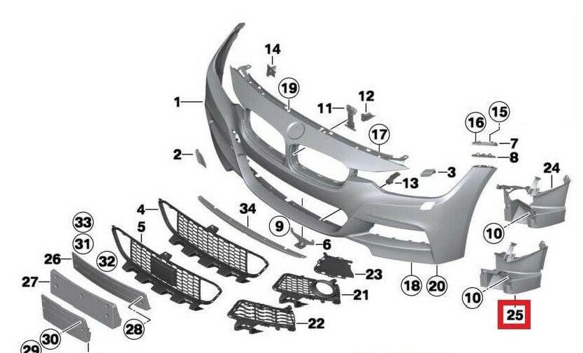 NEW GENUINE BMW 3 SERIES F30 M SPORT FRONT LOWER BUMPER SUPPORT RIGHT O/S 51118068128 - Image 7