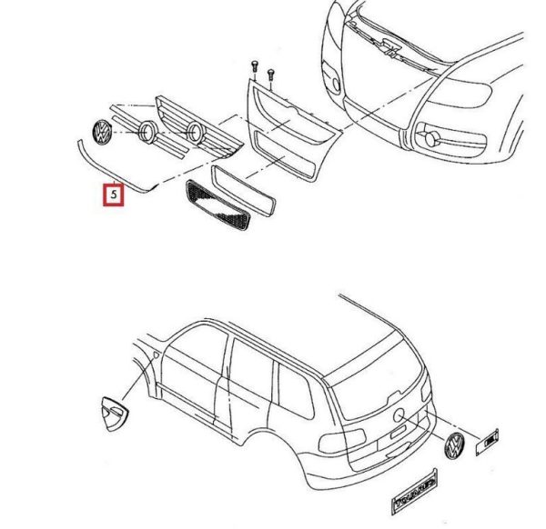 NEW GENUINE VOLKSWAGEN TOUAREG FRONT CENTER GRILL CHROME TRIM 7L6853761D2ZZ - Image 5