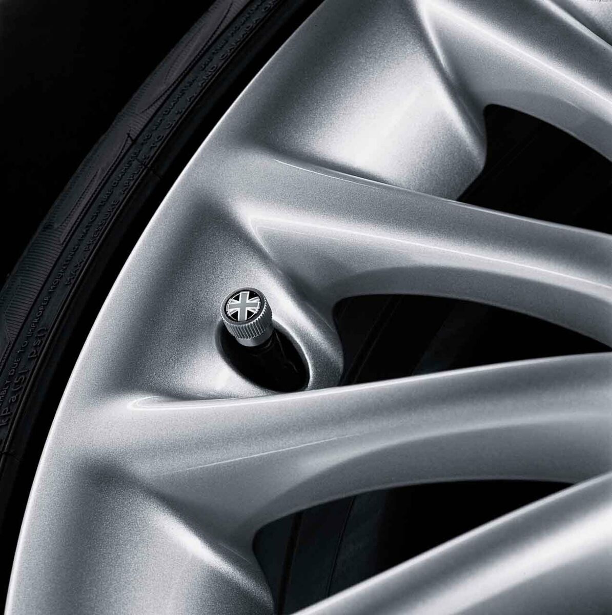 NEW GENUINE MINI BLACK JACK VALVE LOGO STEM CAPS SET FITS FOR ALL MINI 36122182347 - Image 2