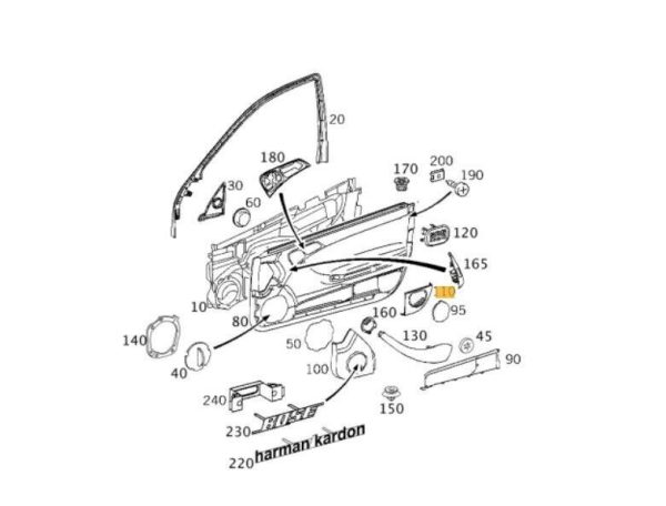 NEW GENUINE MERCEDES-BENZ MB C COUPE W203 N/S LEFT GREY DOOR SPEAKER COVER A20372703887E94 - Image 2
