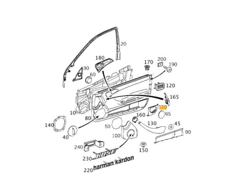 NEW GENUINE MERCEDES-BENZ MB C COUPE W203 N/S LEFT GREY DOOR SPEAKER COVER A20372703887E94 - Image 2