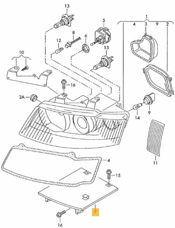 NEW GENUINE AUDI A4 B6 2001-2005 HEADLIGHT MOUNTING PLATE LEFT N/S 8E0941453 - Image 2