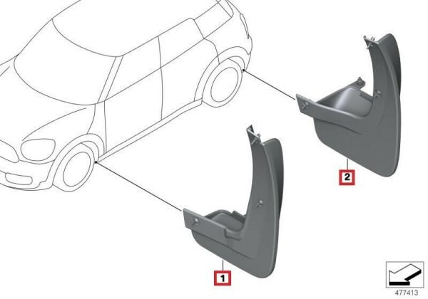 NEW GENUINE MINI F60 COUNTRYMAN FRONT REAR MUD FLAPS SPLASH GUARD LEFT RIGHT SET - Image 4