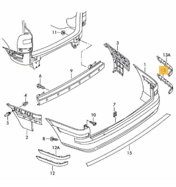 NEW GENUINE VW SHARAN 01-10 REAR BUMPER BLACK MOULDING RIGHT O/S 7M3807792BB41 - Image 2