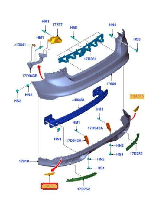 NEW GENUINE FORD FOCUS ST 2012-2015 REAR BUMPER LIGHT REFLECTOR LEFT N/S 1761338 - Image 2