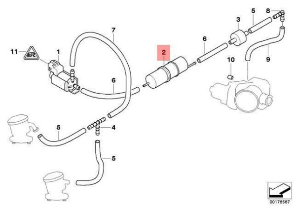 NEW GENUINE BMW M44 M60 M62 M73 ENGINE VACUUM STORAGE TANK RESERVOIR 11611312762 - Image 2