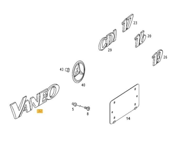NEW GENUINE MERCEDES BENZ VANEO REAR TRUNK VANEO LETTERING CHROME BADGE LID A4148170015 - Image 2