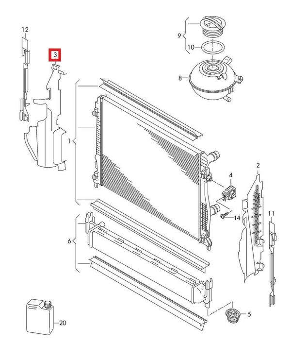 NEW GENUINE VOLKSWAGEN VW GOLF VARIANT MK7 FRONT RADIATOR SIDE AIR DUCT RIGHT 5G0121284M - Image 2