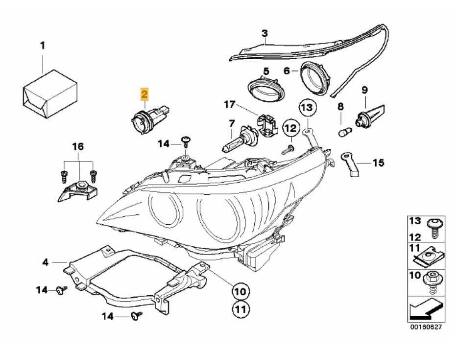 NEW GENUINE BMW 5 SERIES E60 E61 FRONT PARKING LIGHT BULK HOLDER 1 PCS 63127187952 - Image 2