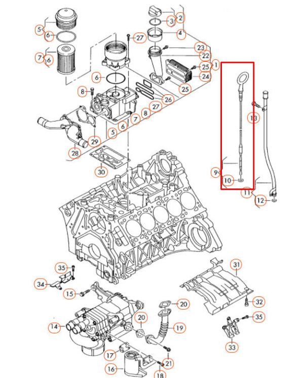 NEW GENUINE VOLKSWAGEN TOUAREG 7L FACEFLIFT OIL DIPSTICK 07Z115611T - Image 2