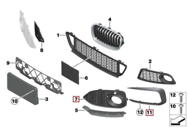 BMW NEW M1 SERIES F20 F21 LCI FRONT BUMPER GRILL PDC WITH TRIM CLASP LEFT N/S - Image 2