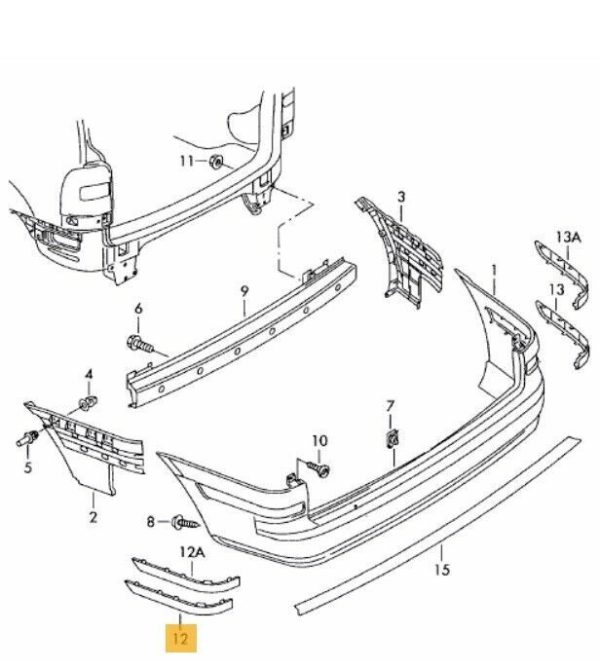 NEW GENUINE VW SHARAN 01-10 REAR BUMPER BLACK MOULDING LEFT N/S 7M3807791BB41 - Image 2