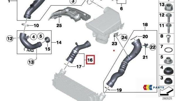 NEW GENUINE BMW X3 F25 X4 F26 TURBOCHARGED INTERCOOLER PIPE RIGHT 13717601875 - Image 2