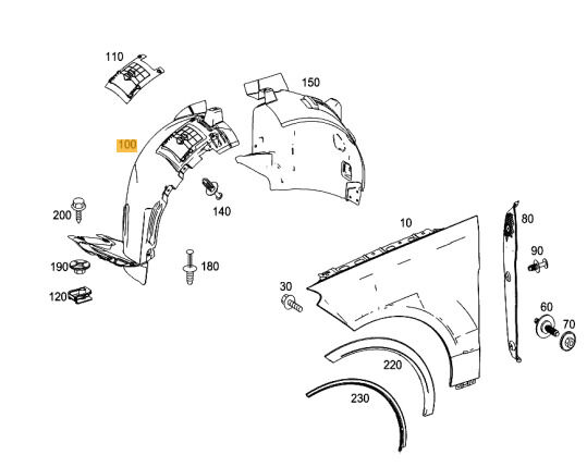 NEW GENUINE MERCEDES BENZ MB ML CLASS W166 FRONT FENDER LINER FRONT LEFT N/S A1668802805 - Image 2