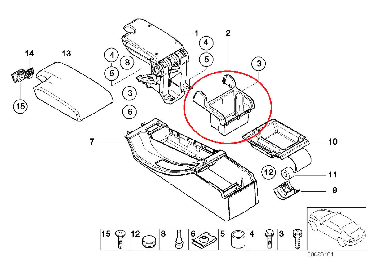 BMW NEW GENUINE 3 SERIES E46 REAR CENTER UPPER CONSOLE SUPPORT BEIGE 51168217932 - Image 2