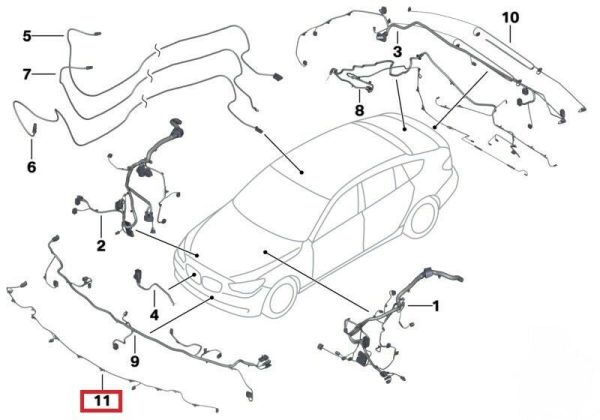 BMW NEW GENUINE 5 SERIES F10 F11 2010/06 - 2011/09 FRONT PDC WIRING LOOM SET 61129241694 - Image 2