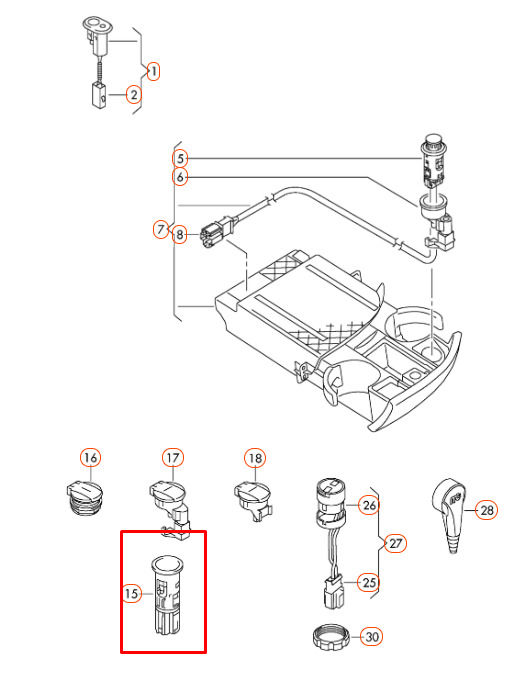 NEW GENUINE VOLKSWAGEN CIGARETTE LIGHTER ASSEMBLY REPLACEMENT SOCKET 1J0919309 - Image 2
