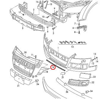 FOR NEW GENUINE AUDI TT MK2 11-14  FRONT BUMPER LOWER CENTER GRILL - Image 2