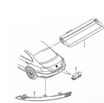 NEW GENUINE VOLKSWAGEN PASSAT CC 12-16 REAR THIRD STOP LIGHT 3C8945087 - Image 3