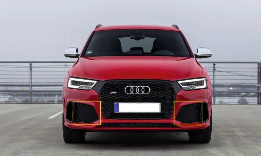 NEW GENUINE AUDI RSQ3 FRONT SET OF BOTH SIDES AIR GUIDE GRILLE IN BLACK GLOSSY 8U0807681MT94+8U0807682MT94