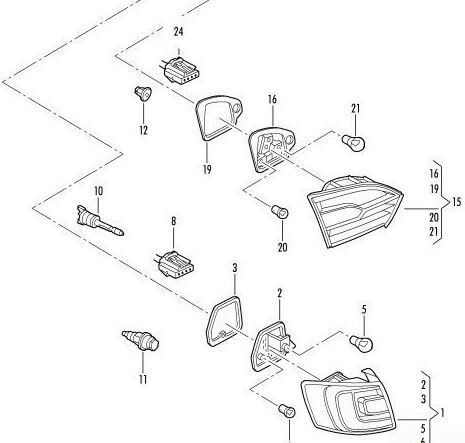 NEW GENUINE VW JETTA 11-14 OUTER TAIL LIGHT BULB CARRIER RIGHT O/S 5C6945258 - Image 3
