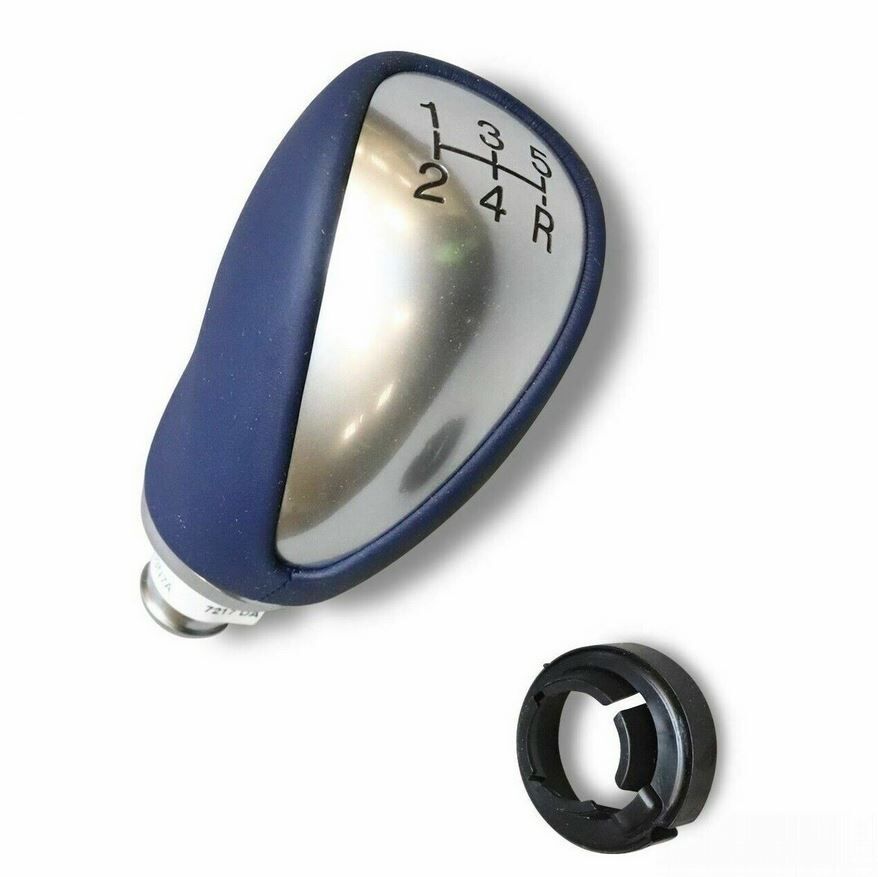NEW GENUINE FORD FIESTA 2008-2012 BLUE LEATHER ALUMINIUM GEAR LEVER KNOB 1571937