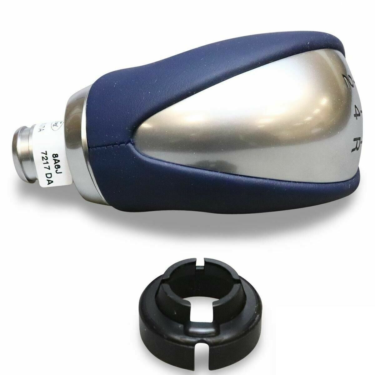 NEW GENUINE FORD FIESTA 2008-2012 BLUE LEATHER ALUMINIUM GEAR LEVER KNOB 1571937 - Image 3