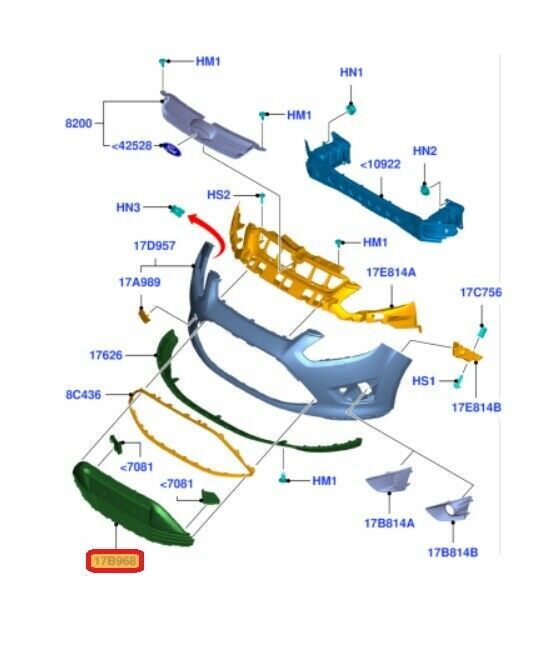 NEW GENUINE FORD C-MAX GRAND C-MAX 10-15 FRONT BUMPER CENTER GRILLE 1740065 - Image 2
