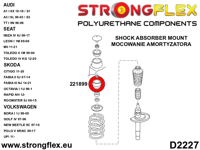 221899A: Front shock top mount bush SPORT - Image 2