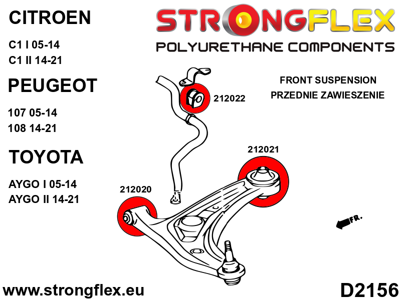 216273A: Front suspension bush kit SPORT - Image 2
