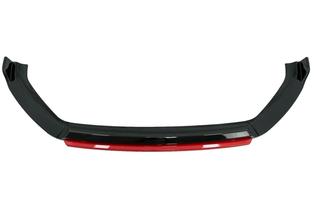 Front Bumper Lip Extension Spoiler with Central Badgeless Grille and Rear Diffuser suitable for VW Golf 7.5 Facelift (2017-2020) Piano Black & Red - Image 7